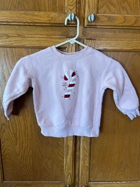 Cat & Jack Light Pink Sherpa Candy Cane Sweatshirt